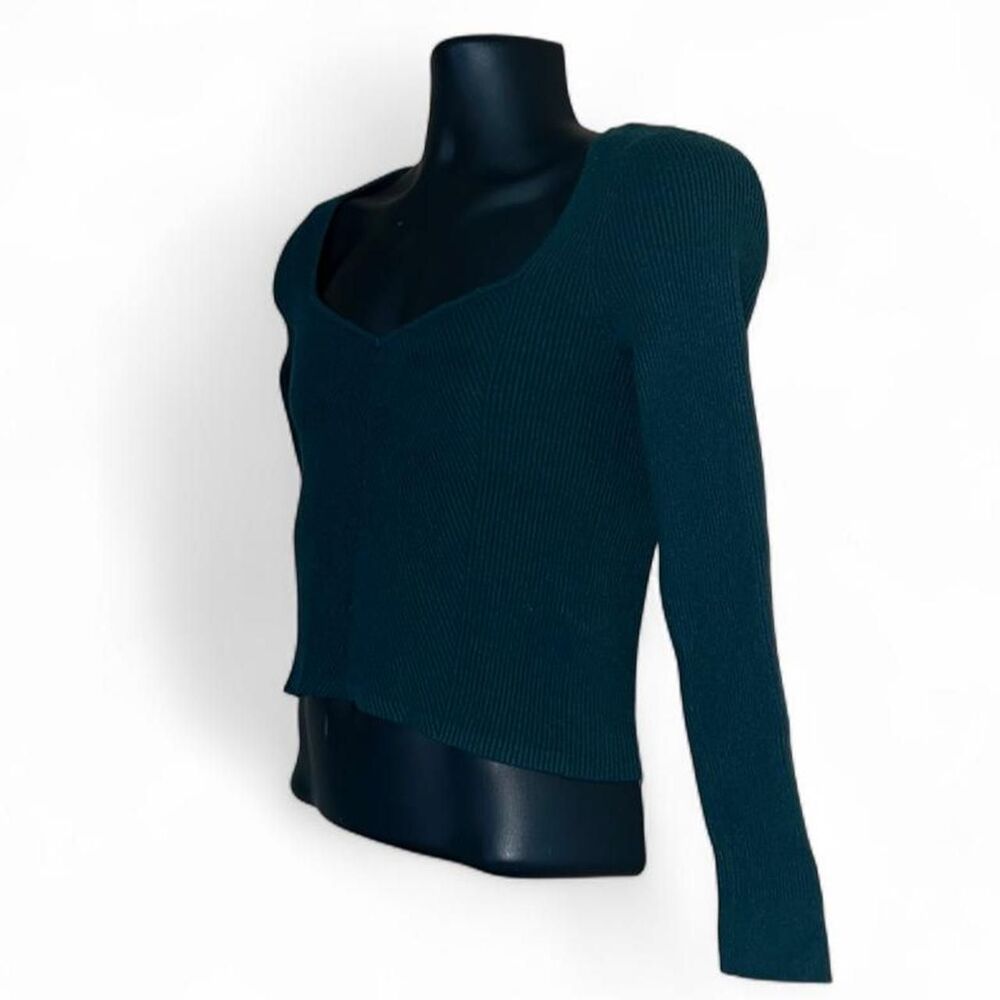 Abercrombie & Fitch Women's Dark Green Ribbed Long Sleeve Large - Picture 3 of 4
